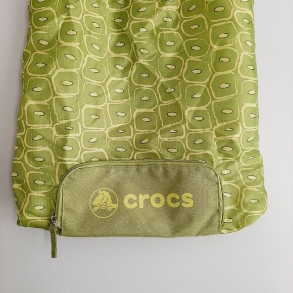 CROCS Foldable Tote Purse Light Shopper Bag Green - Picture 5 of 12